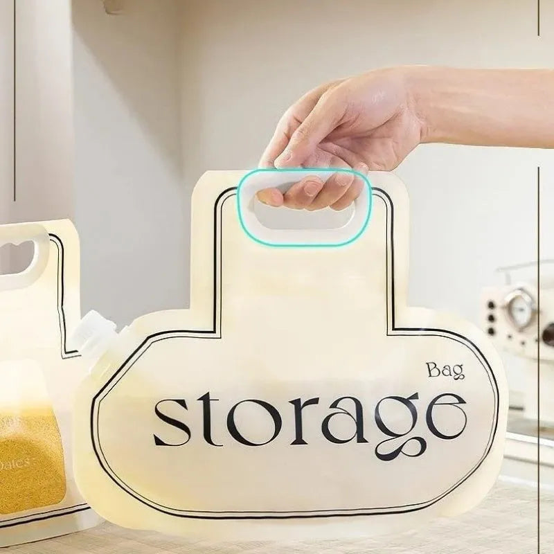 Cream grain storage bag with large opening and good sealing, made of food-grade PE material, 26.5x34.6cm