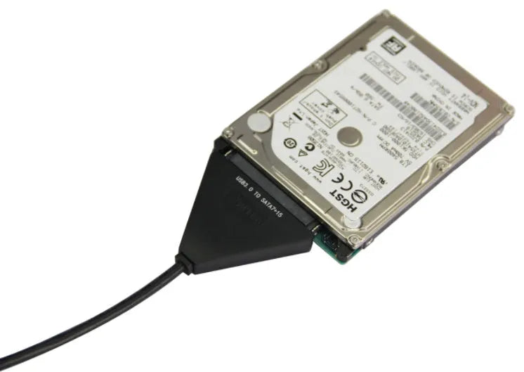 Black USB3.0 to SATA 7+15 pin hard drive adapter cable for external storage access