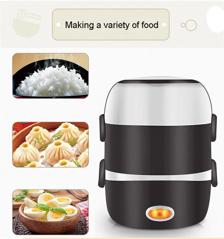 Multi-function electric lunch box with USB power port and two capacity options