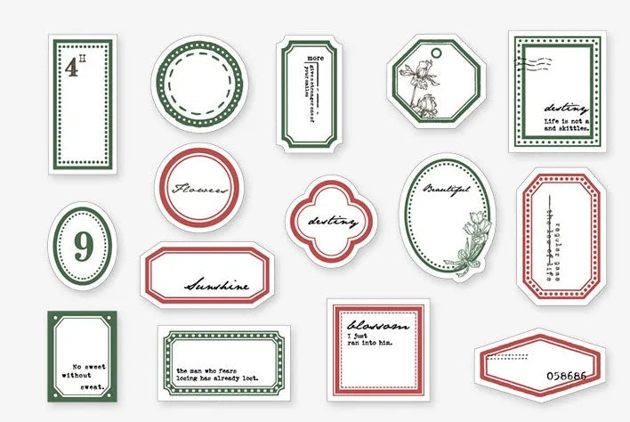 Mini Label Series retro base paper set, 45 sheets, 62 x 45mm, specialty paper, kraft paper box