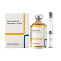 Facial essence ampoule 50ml with collagen and salmon extract, next to mixing tube, on clean surface