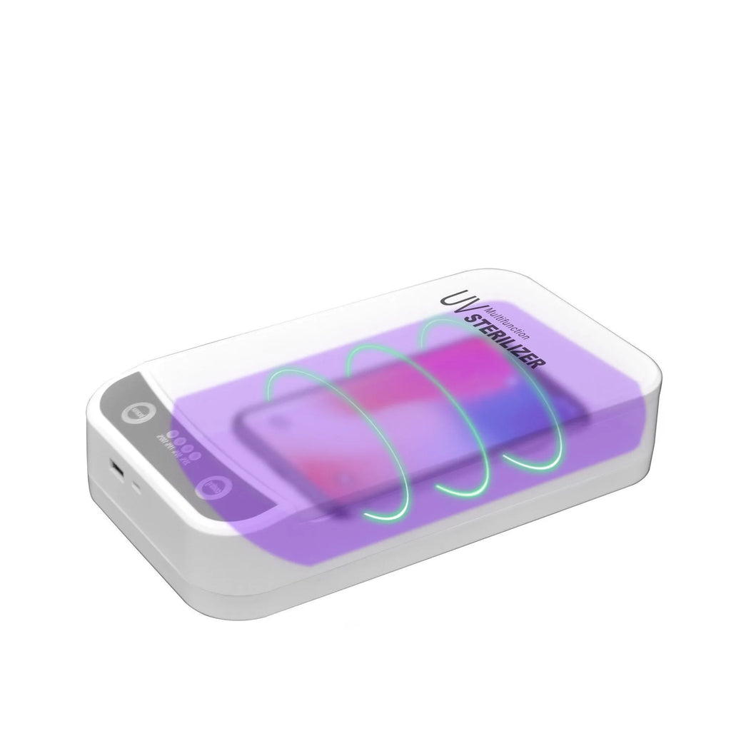 A UV disinfection box with internal light, sized for a 6.5-inch mobile phone.