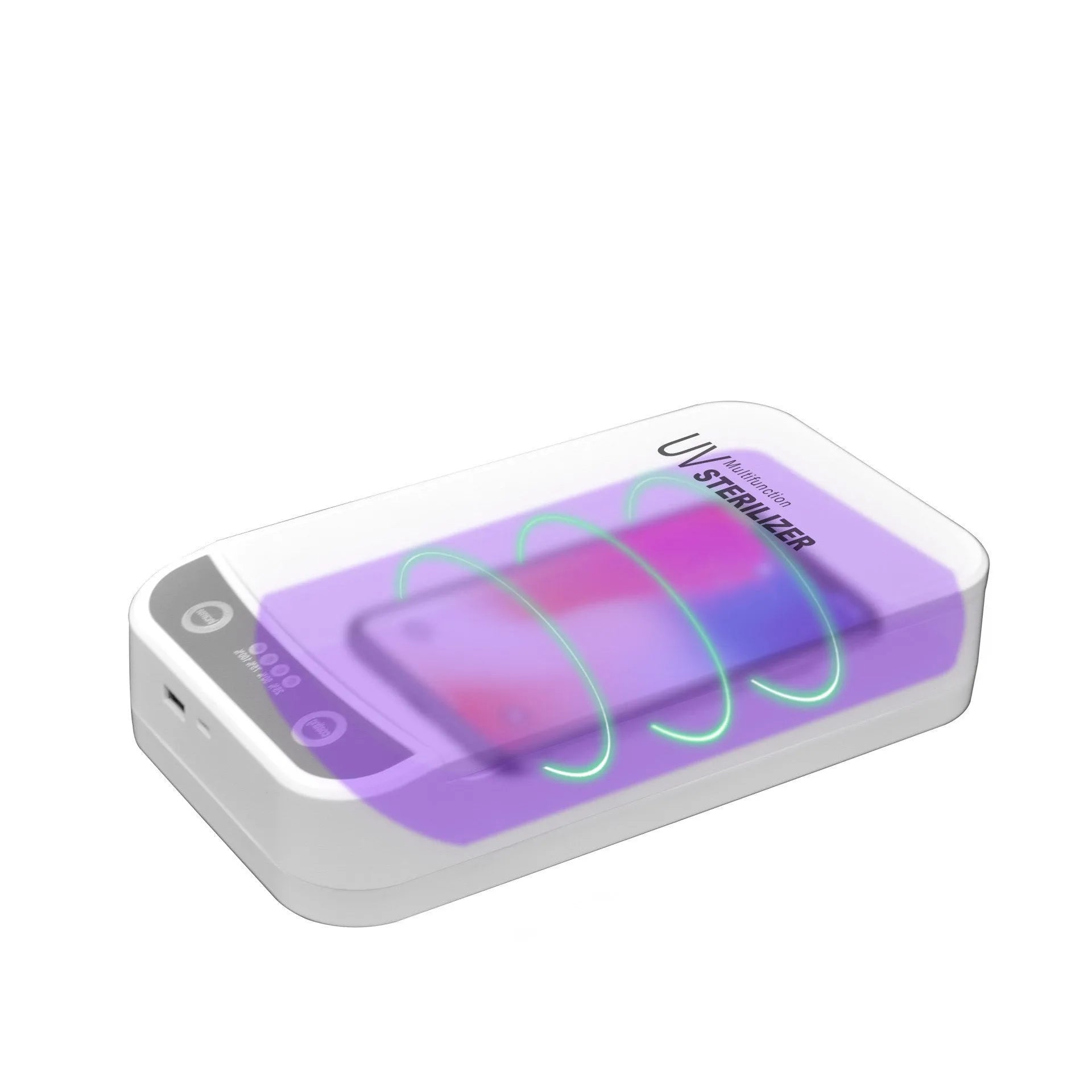 A UV disinfection box with internal light, sized for a 6.5-inch mobile phone.