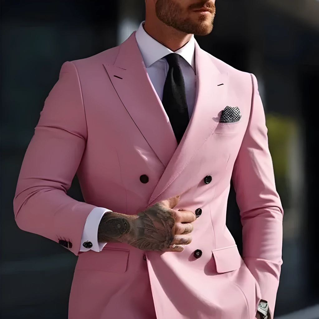 Men's slim fit cotton blend polyester two-piece business suit in multiple colour options