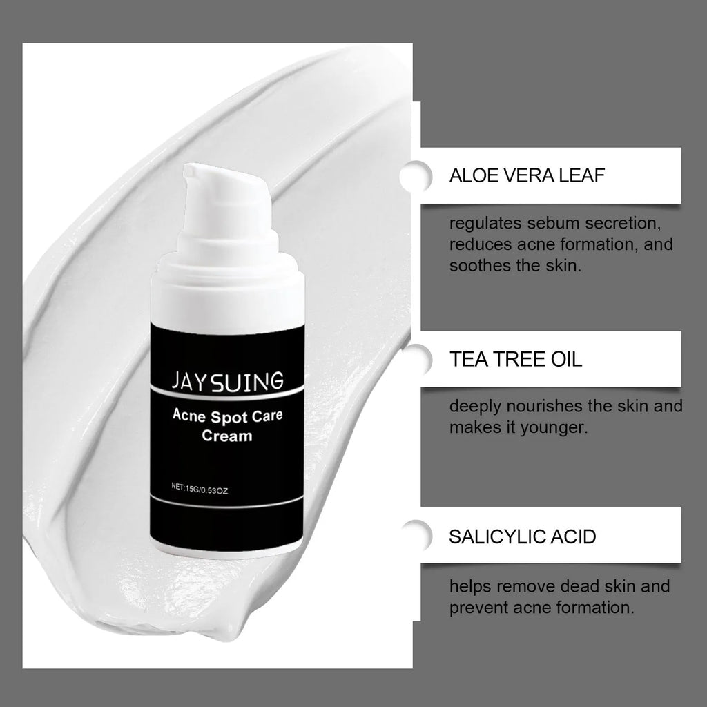 15g tube of acne cream with mint leaf and tea tree oil for facial spot treatment