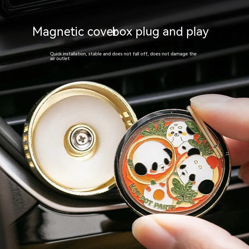Panda hot pot design car fragrance diffuser with diatomaceous earth tablets for vehicle air freshening