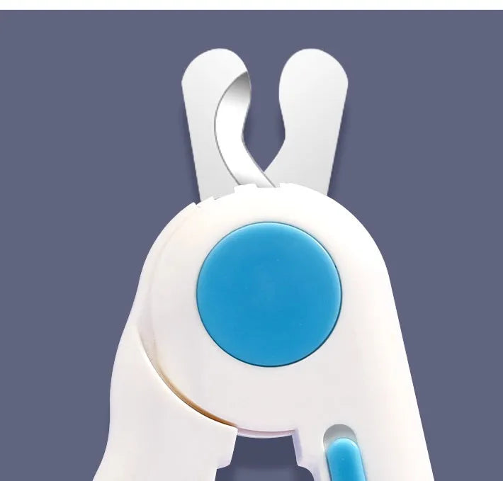 Blue cat and dog nail clippers with LED light, stainless steel blade, 14.5 cm x 4 cm