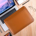 Dark blue PU leather notebook liner case with soft handle and hook and loop closure for 13.3 inch tablet