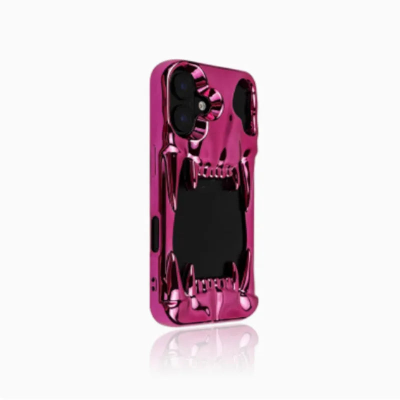 Bright silver electroplated silicone phone case with hollow skull and tiger tooth design for iPhone