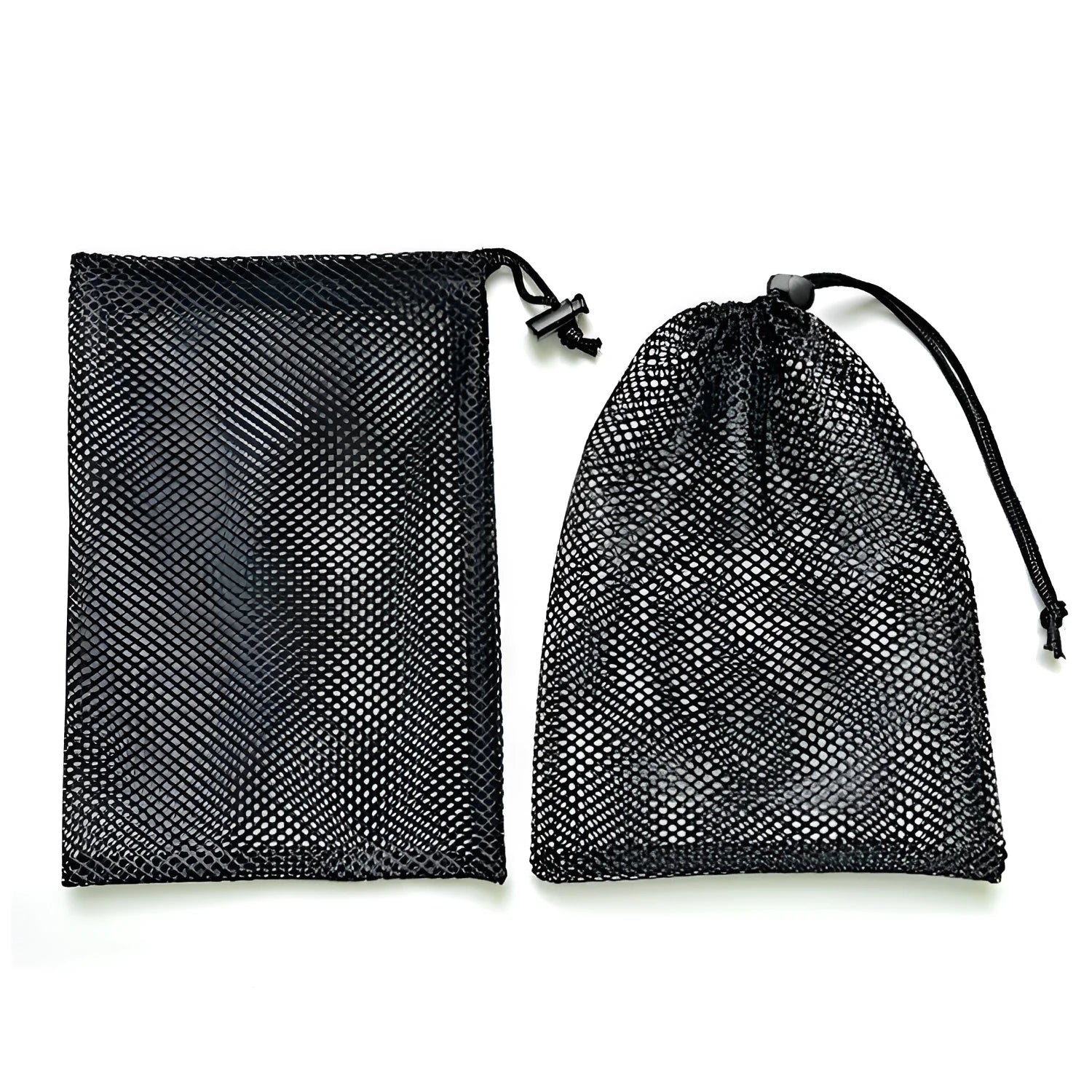 Black drawstring mesh storage bag for children's water ball toys in three size options.