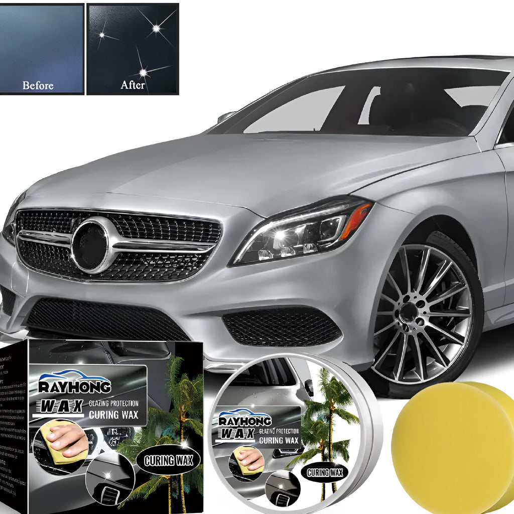Car coating wax block and sponge applicator for automotive paint cleaning