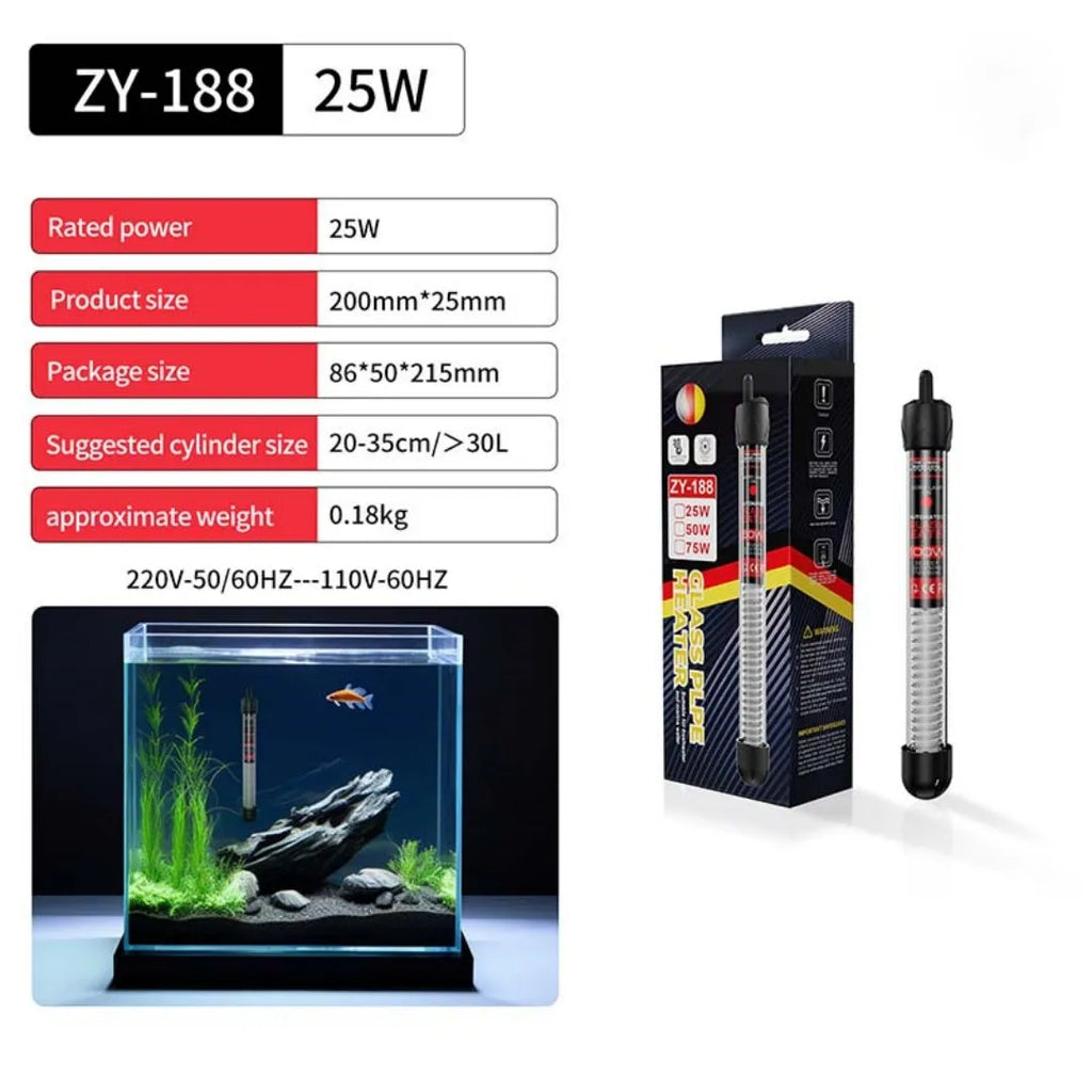 Fish tank glass pipe heater quartz thermostat submersible for aquarium fresh and sea water 100W