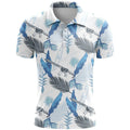 Man wearing a loose-fit grey 3D printed short sleeve sports T-shirt made from bird eye cloth.