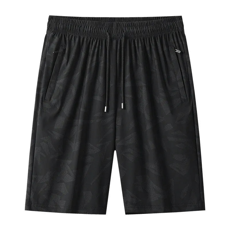Men's knee-length camouflage exercise shorts in thin quick-dry nylon fabric