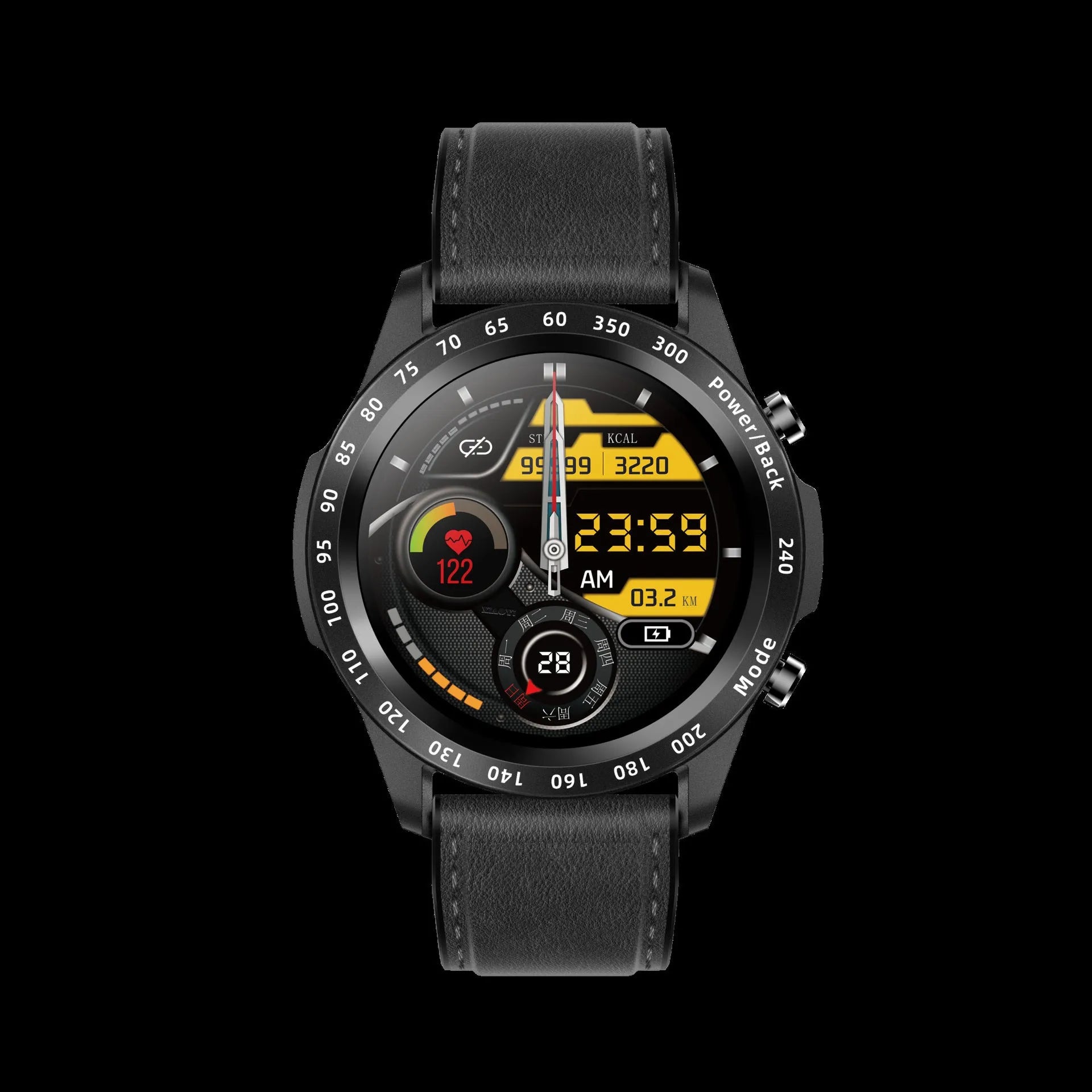 Bluetooth smart watch with call function and health monitoring on a wrist, showing a 1.3-inch screen.