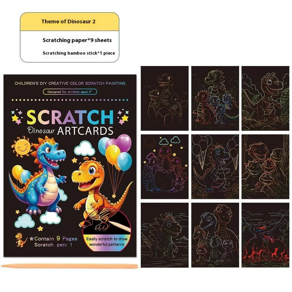 DIY graffiti supplies suit colourful scraping painting paper set for kids 140x190mm 81g