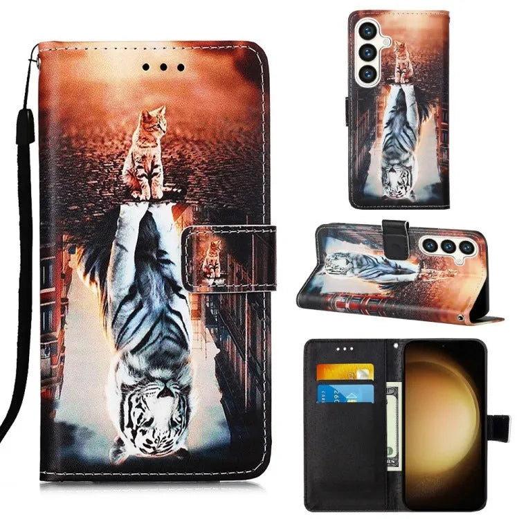 Handmade imitation leather shockproof phone case for Samsung S22 with built-in bracket in Baby Panda colour