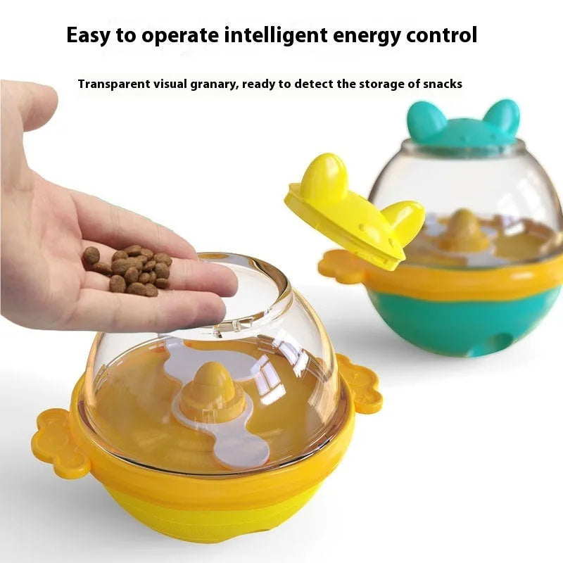 Lake blue TPR dog food dispenser tumbler toy for slow feeding and mental stimulation