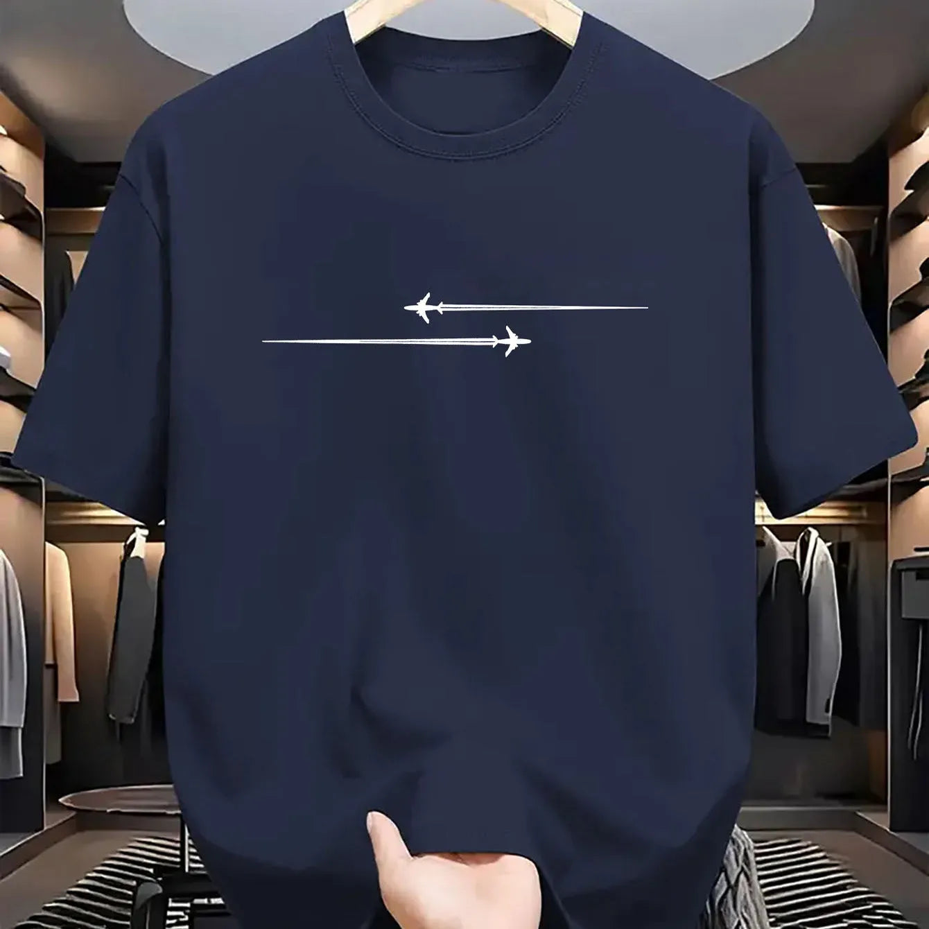 Loose fit cotton blend sports t-shirt in multiple colours on a hanger.
