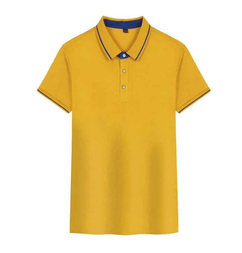 Quick-drying Korean style polo shirt in loose fit with asymmetric detail and short sleeves