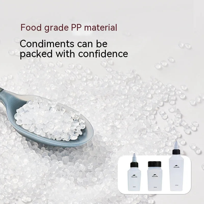 Naturehike six-piece set of simple white portable plastic seasoning bottles for outdoor use.