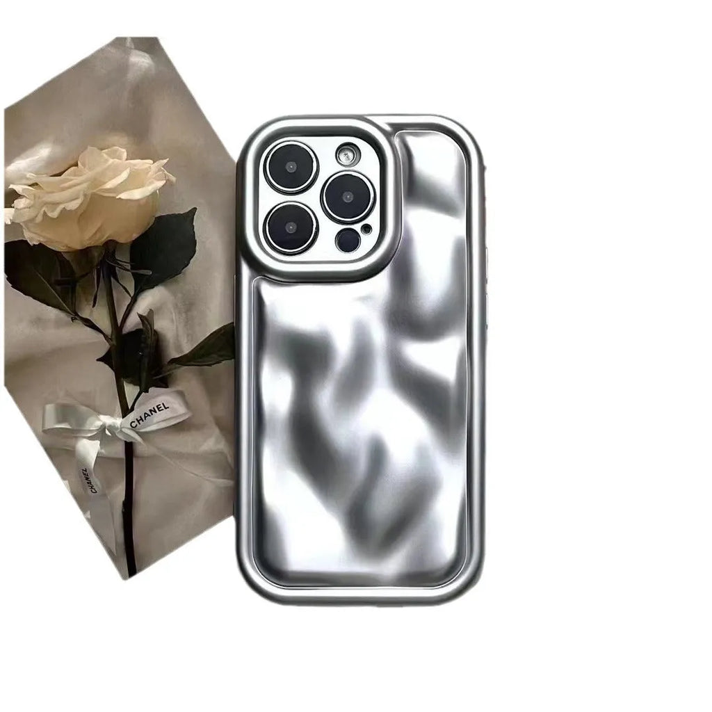 Frosted meteorite pattern three-dimensional drop-resistant soft rubber phone case for Apple iPhone, black colour showing textured surface