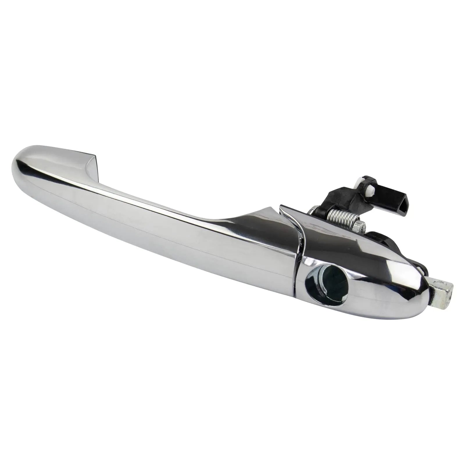Black plastic Fiat 500 car door handle replacement part measuring 16.2 cm long