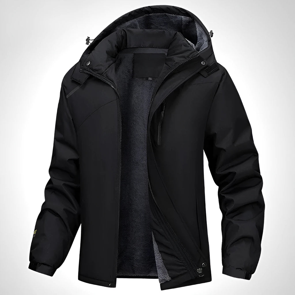 Men's plus size waterproof hooded coat in loose fit design available in multiple colours