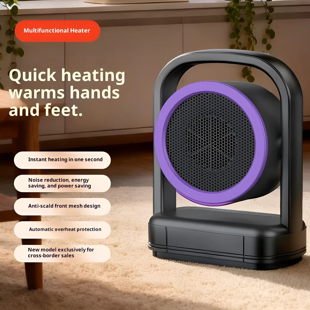 Household desk heater in beige with shaking head and 2 fan speed settings
