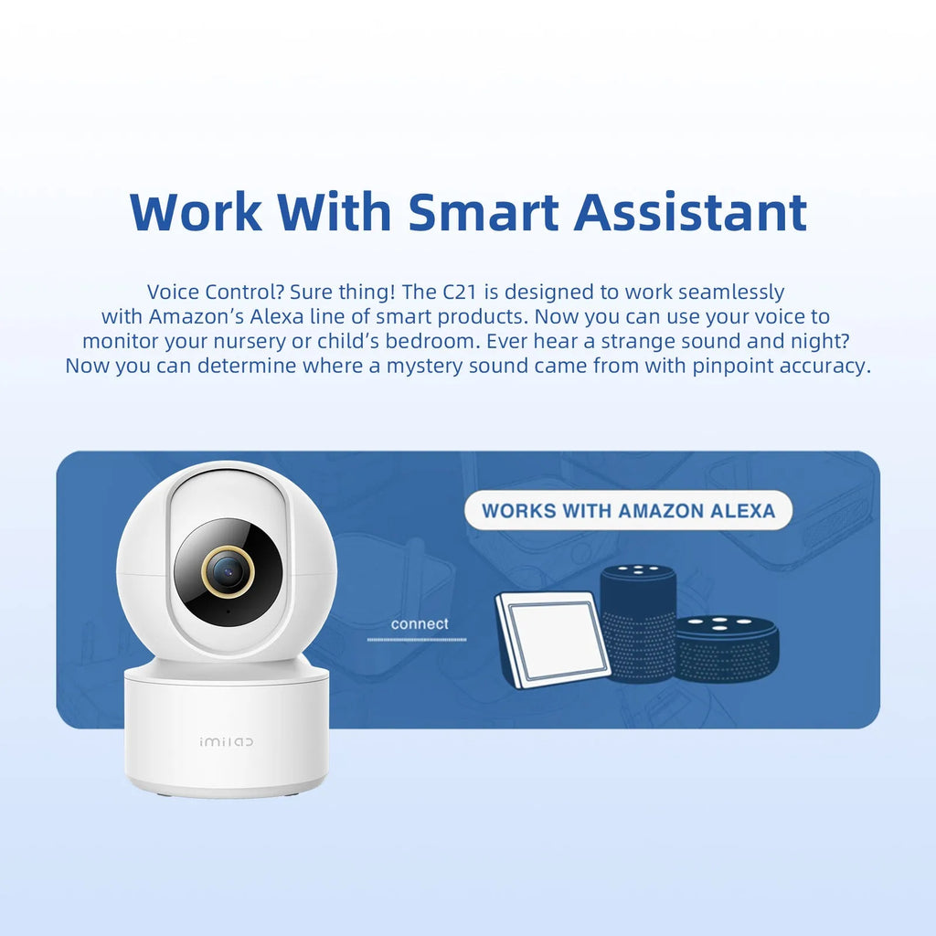 IMILAB C21 2.5K indoor security camera in white with 360-degree view
