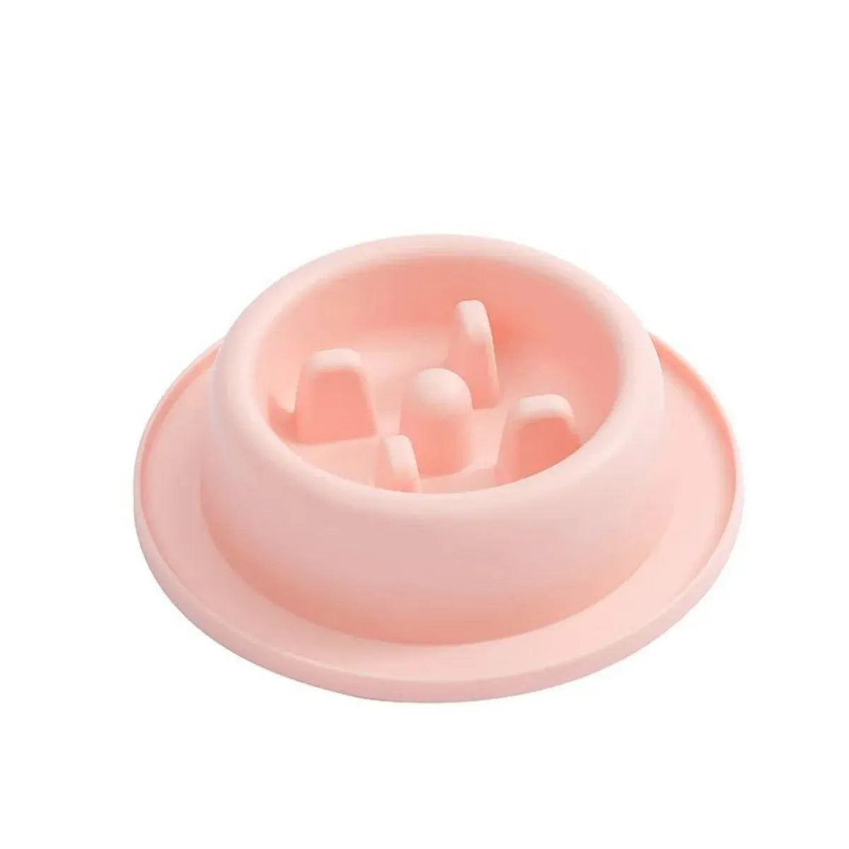 Blue slow feeder dog bowl with raised obstacles and non-slip base for small medium dogs