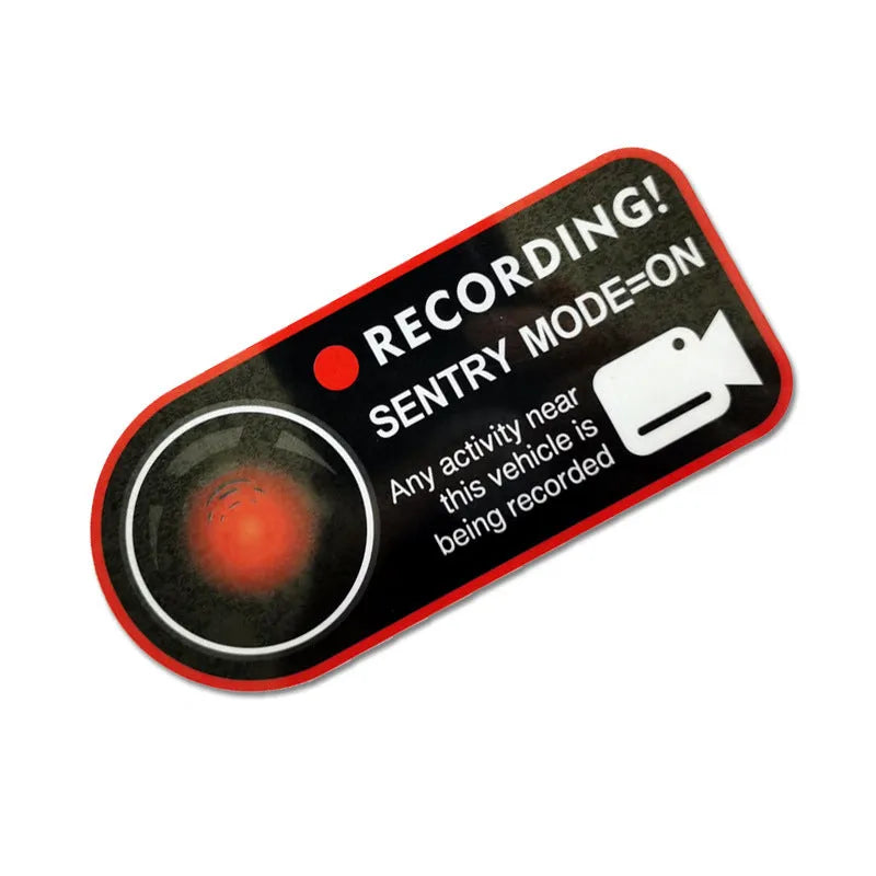 Tesla Sentry Mode warning sticker pair for car windows, PVC electrostatic design