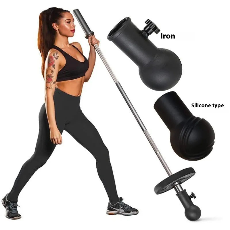 Black iron spherical barbell sleeve with silicone for fitness equipment and body shaping training