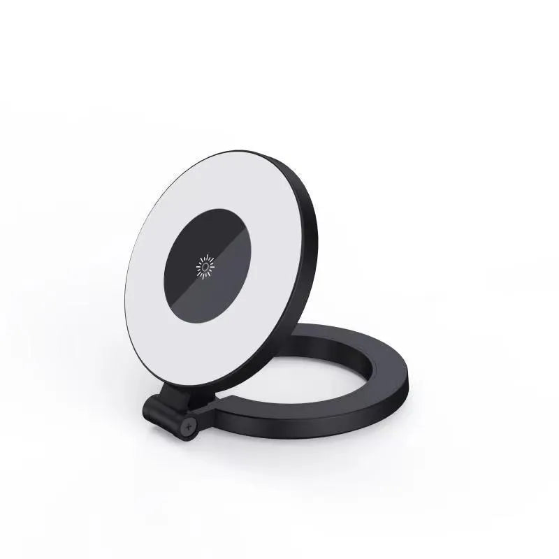 Mini LED fill light, black, with three-gear adjustment and magnetic back, 70mm x 60mm, rechargeable via USB