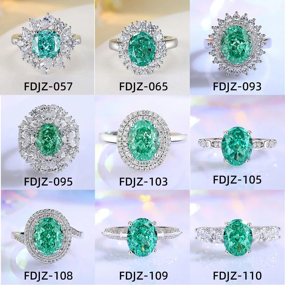 S925 sterling silver emerald ring with a geometric palaibahao high carbon diamond inlay on a woman's finger.