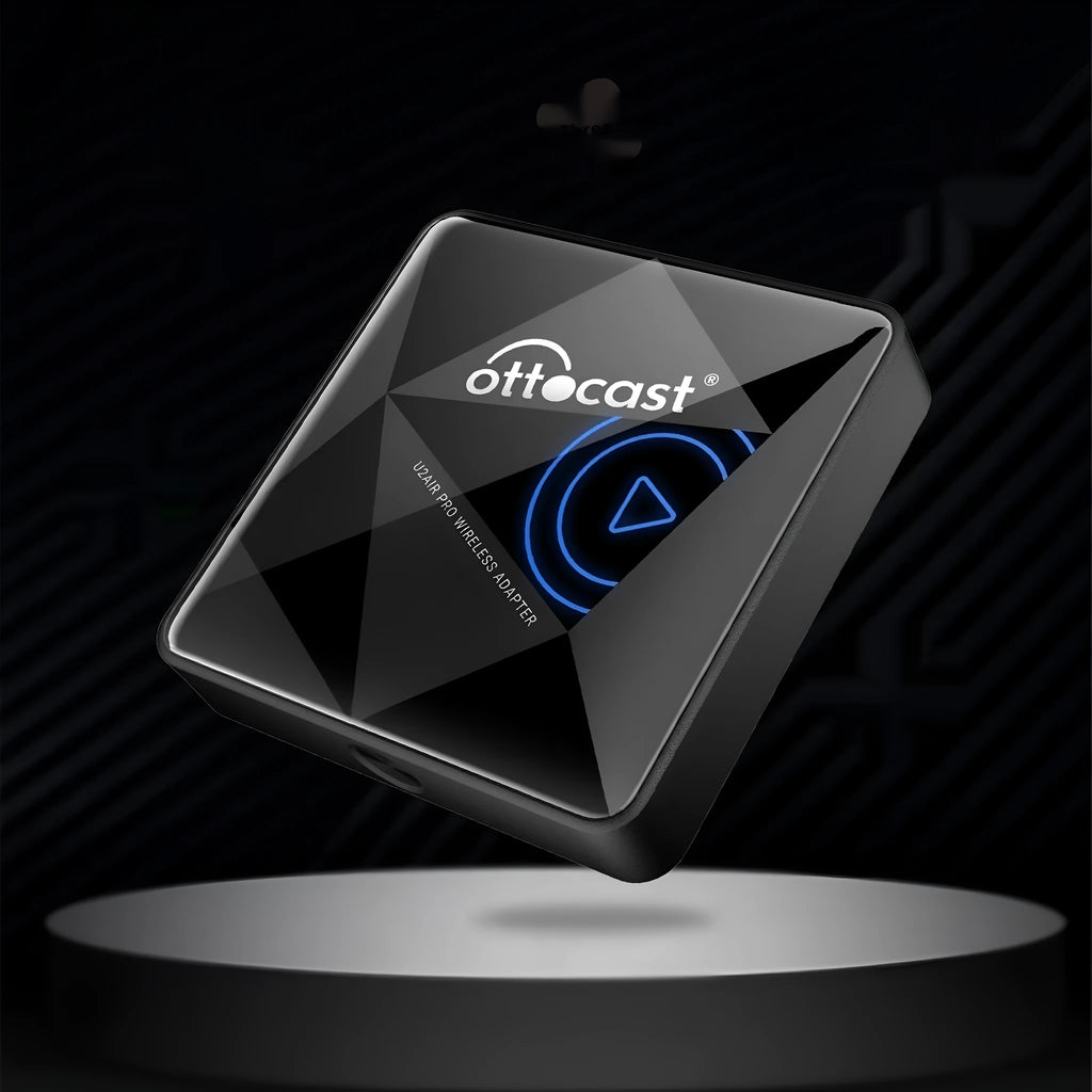 Black Wireless Car Bluetooth AIBOX with Type-C interface measuring 59x59x150mm