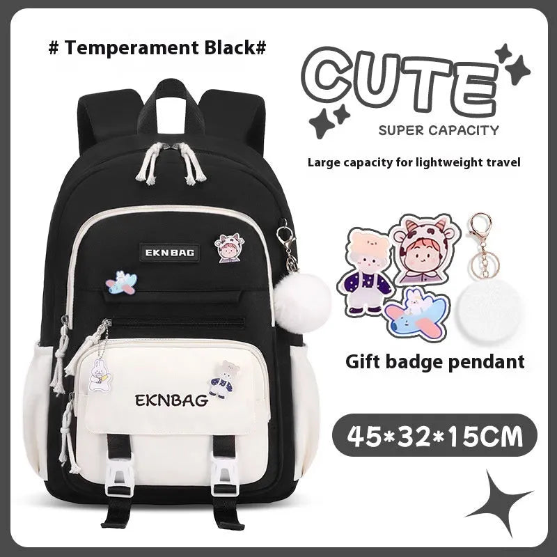 Girls waterproof school backpack in pink colour with curved shoulder straps and spine protection features