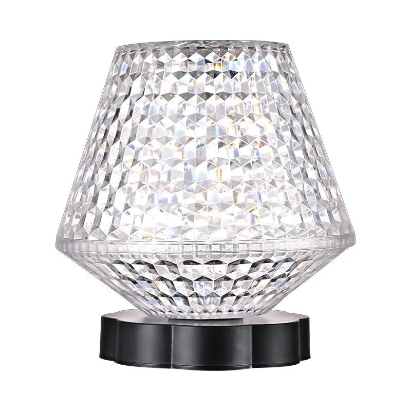 Diamond crystal table lamp with touch sensor base and USB charging