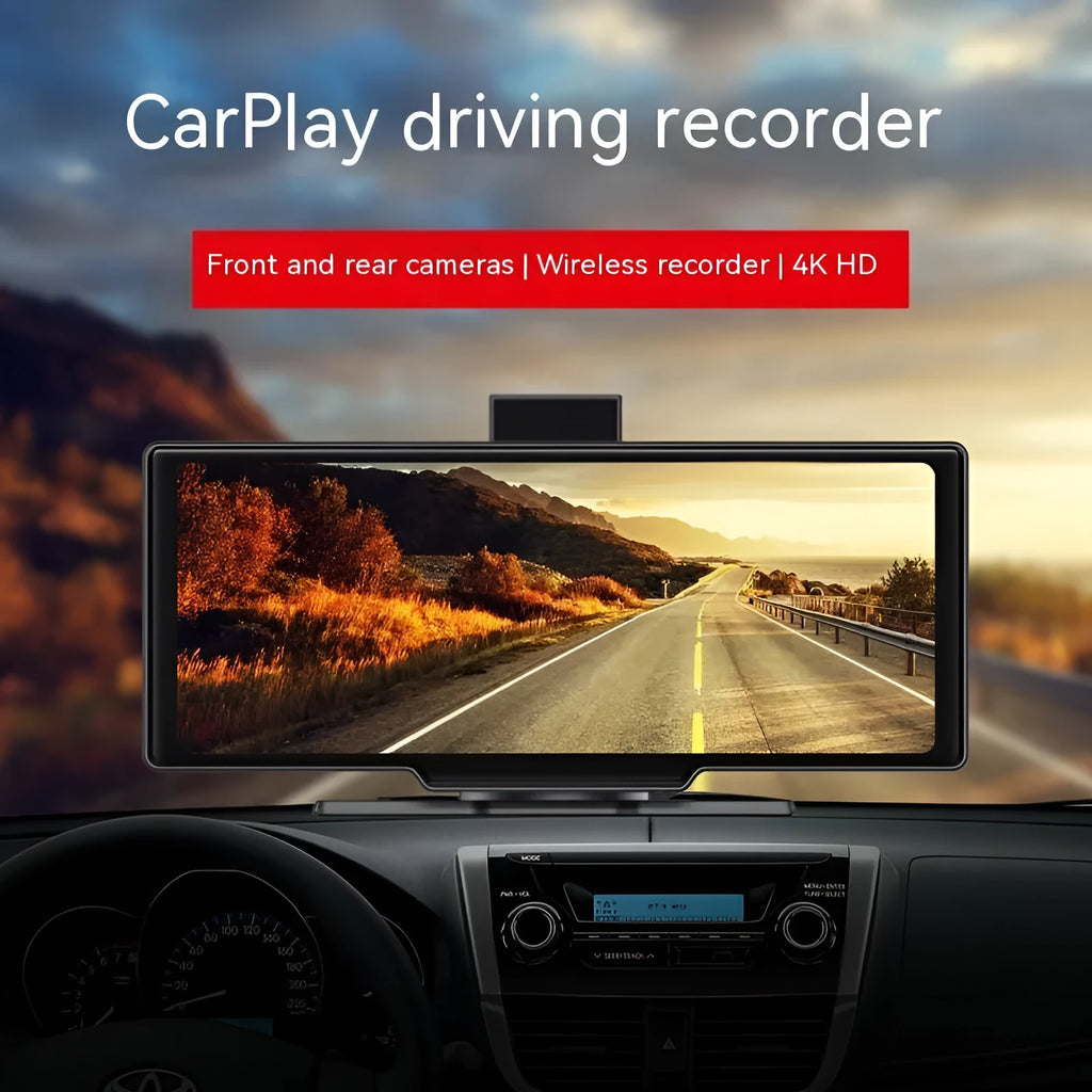 10.26-inch wireless CarPlay multimedia recorder with capacitive touch screen in black colour