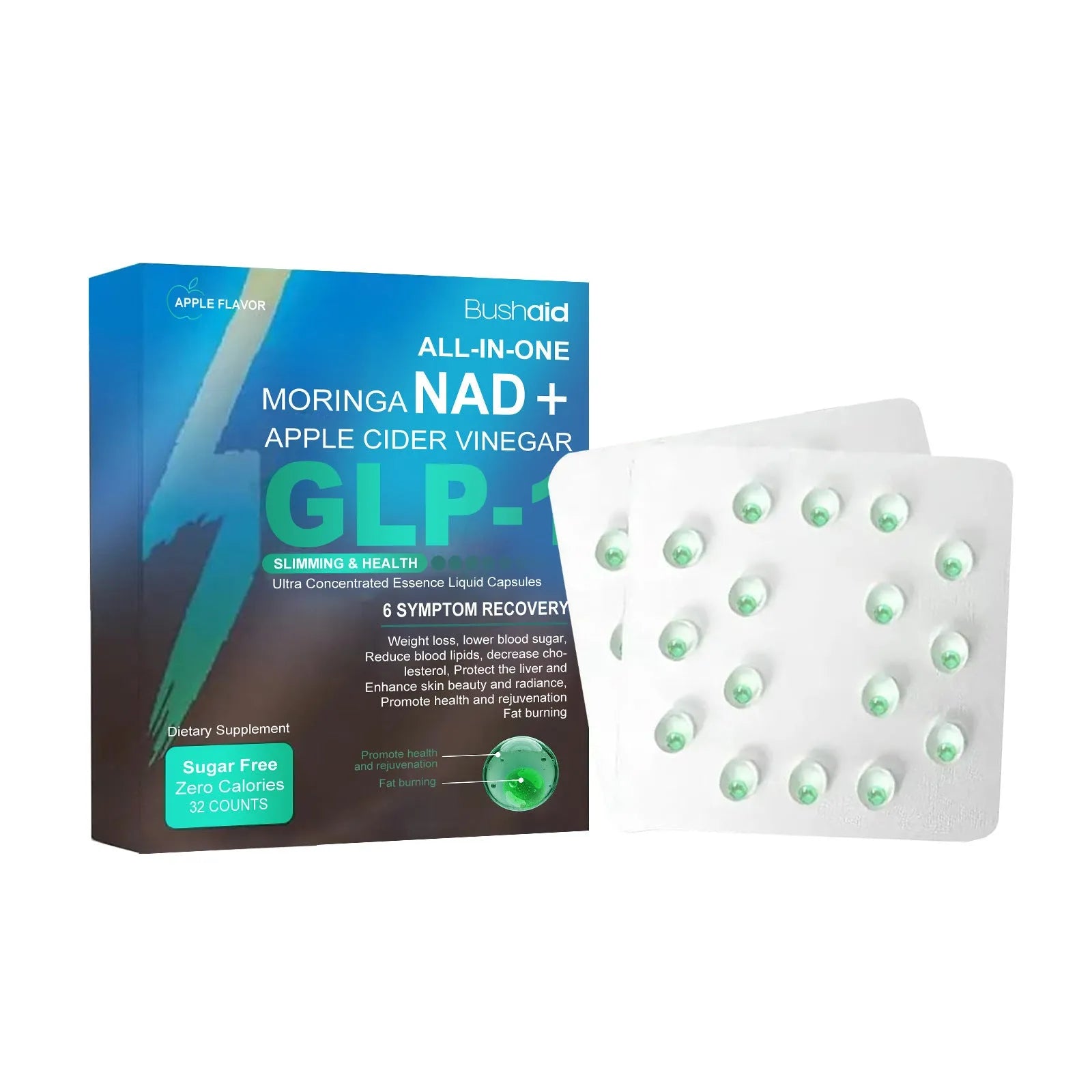 32-count probiotic burst beads for digestive health with Lactobacillus cultures in gelatin capsules
