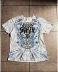 Men's summer printed cotton short sleeve t-shirt in black Korean style casual top