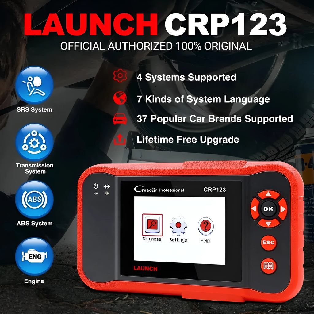 CRP123 automotive fault detector diagnostic tool scanner with cables and accessories for vehicle system analysis