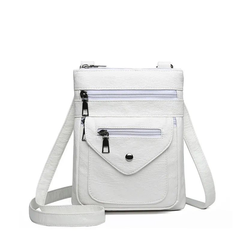 Vertical square crossbody mobile phone bag in PU leather with sewing line detail