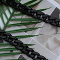 Acrylic chain bag shoulder strap in black plastic links on a handbag, 20x30cm broken ring size