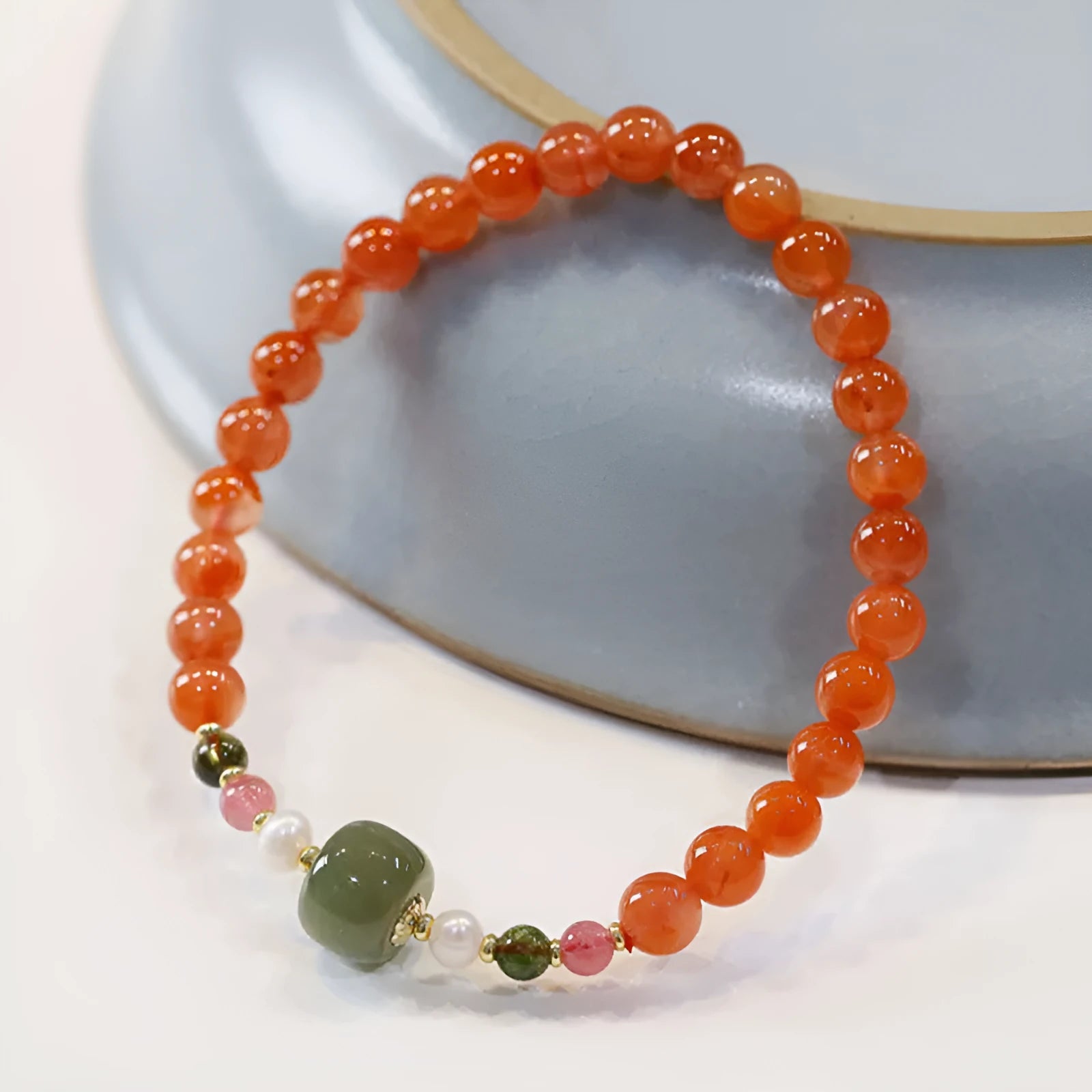 Natural Sichuan cherry red Southern red agate bracelet with round beads in retro ethnic style women's jewellery