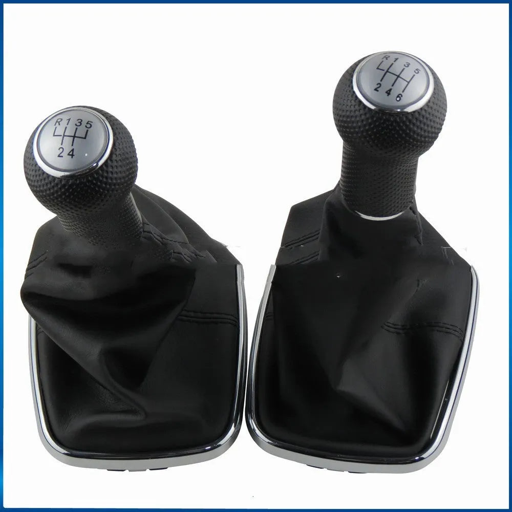 Volkswagen Mk4 gear shift handle replacement in silver and black for 6-speed manual transmission.