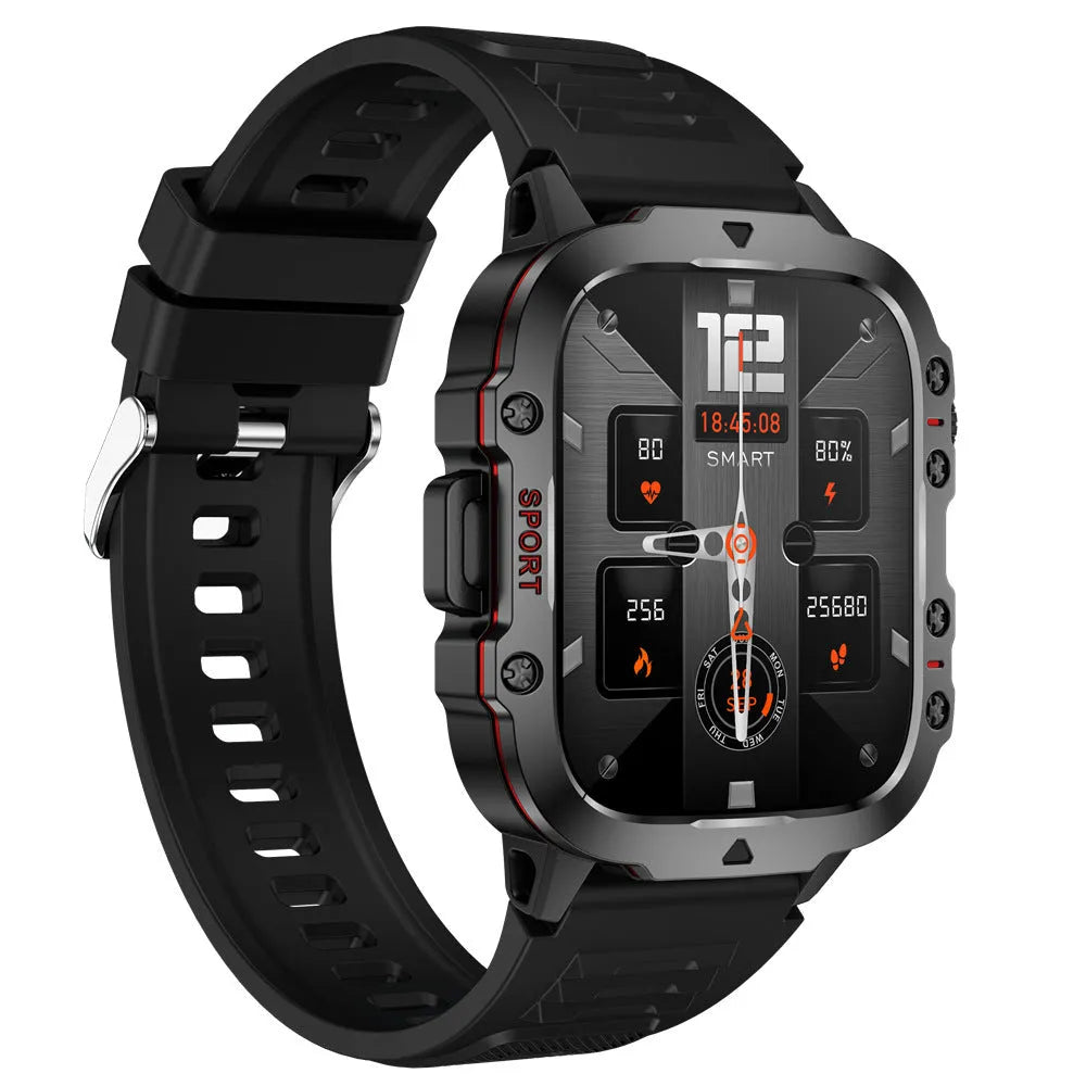 QX11 Smart Bluetooth Watch in black or khaki with zinc alloy case and TFT screen display