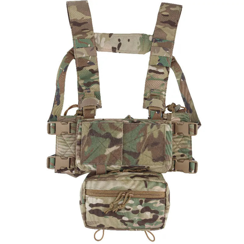 Tactical chest hanging vest in camouflage with quick pull sleeve, MK4 expansion mount, CP and black CP colours, 38 x 60 x 3cm