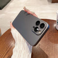 Metallic paint PC phone case with lens protector in Black or Frosted Grey for Apple iPhone 11 to 15 Pro Max