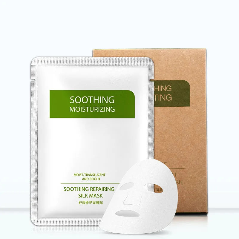White Soothing Silk Moisturising Facial Mask sheet for sensitive skin in individual 25g packaging